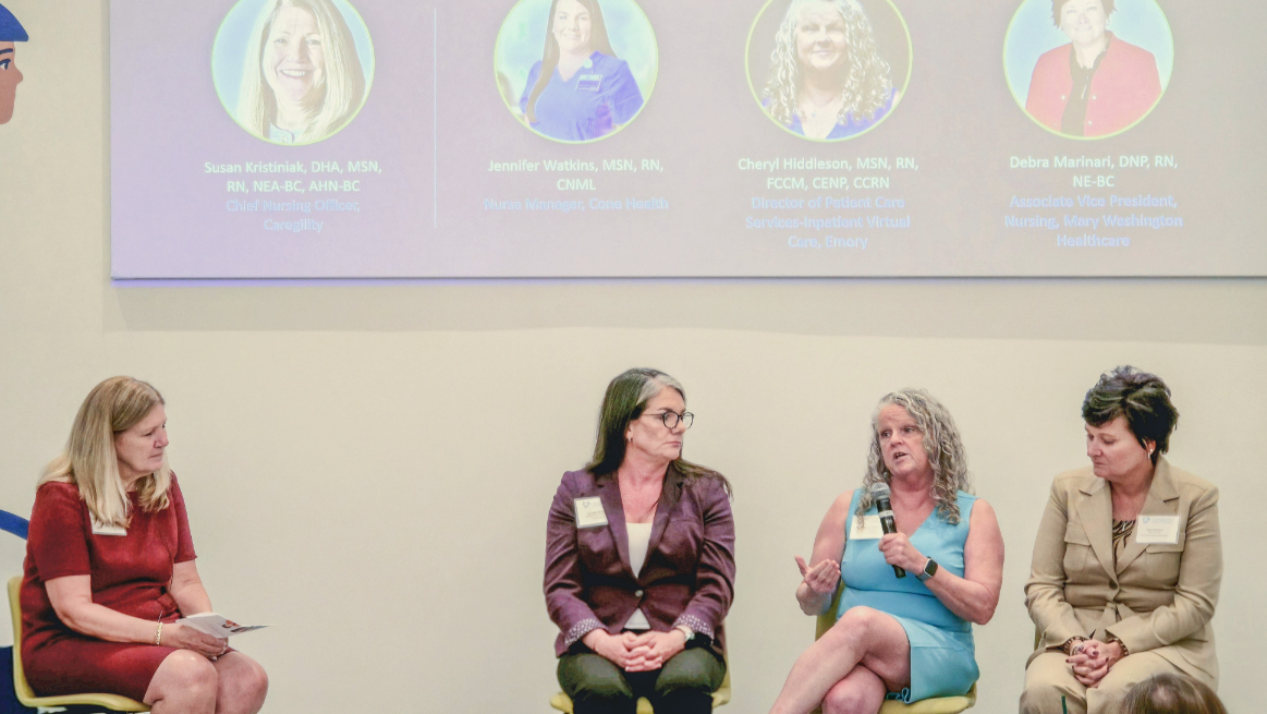 Susan Kristiniak, Jennifer Watkins, Cheryl Hiddleson, and Deb Marinari join a panel discussion on girtual care pivots